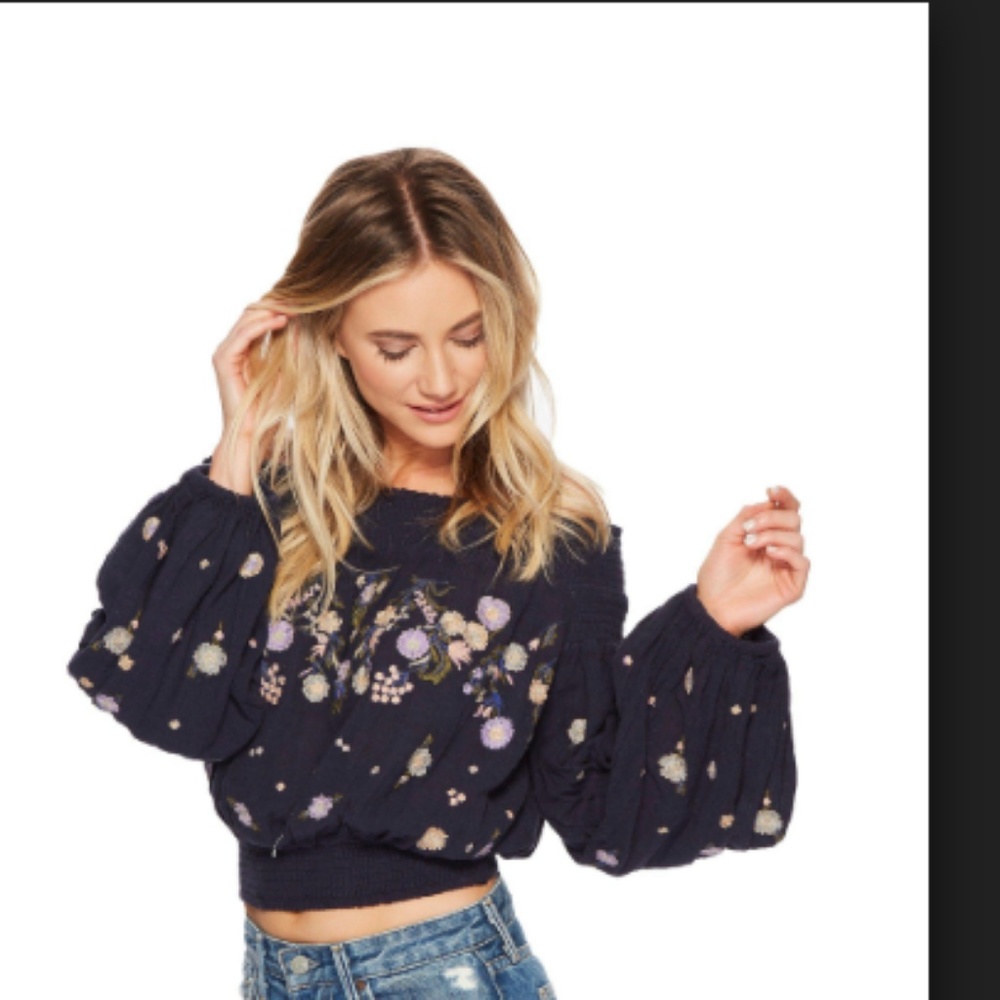 Free People Saachi Smocked Peasant Top Embroidered - Picture 4 of 8